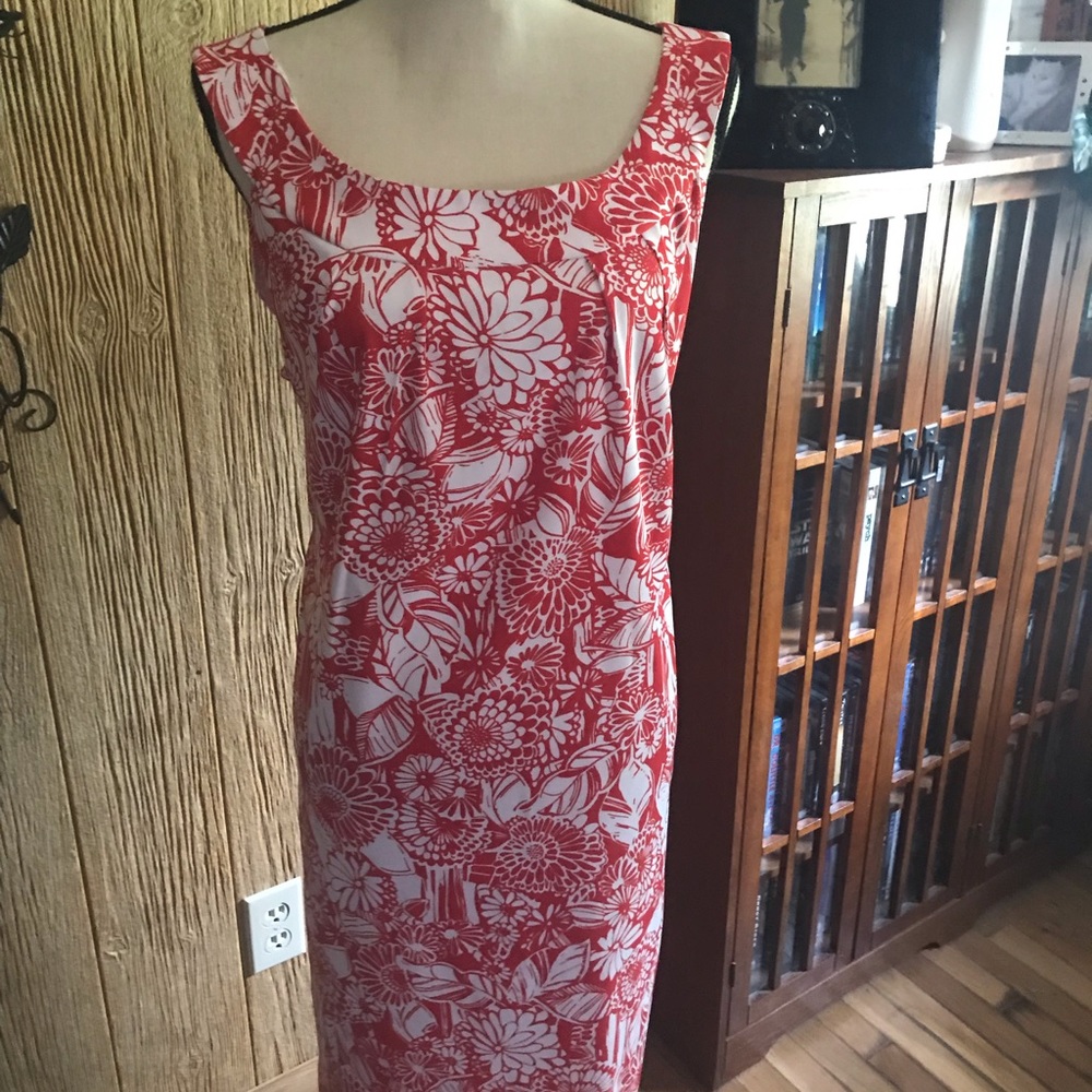 Beautiful red and white floral dress.